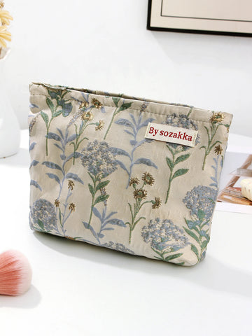 1pc/set jacquard makeup bag, cute floral makeup bag, holiday gift clutch makeup bag, makeup storage bag