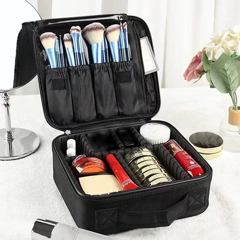 Makeup bag Train Case Makeup Cosmetic bag Organizer Portable Artist Storage Bag With Adjustable Dividers Makeup Brush Case