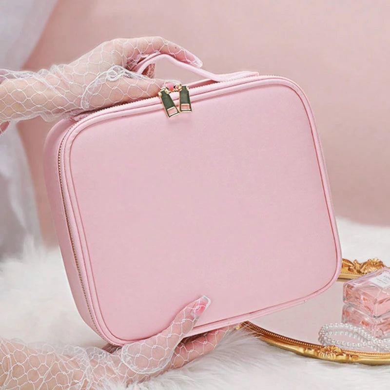 Travel Makeup Case Large Waterproof Manicure Makeup Toolbox Travel Cosmetic Organizer Storage Bag With Adjustable Dividers