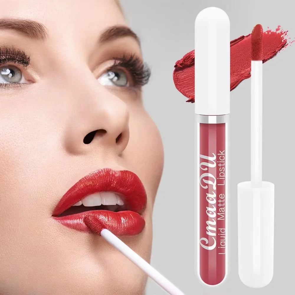 1 Pcs Matte Lipstick Lip Gloss Shade for All Skin Types Long-Lasting Non-Fading Waterproof Non-stick Cup Exquisite Gift Lips