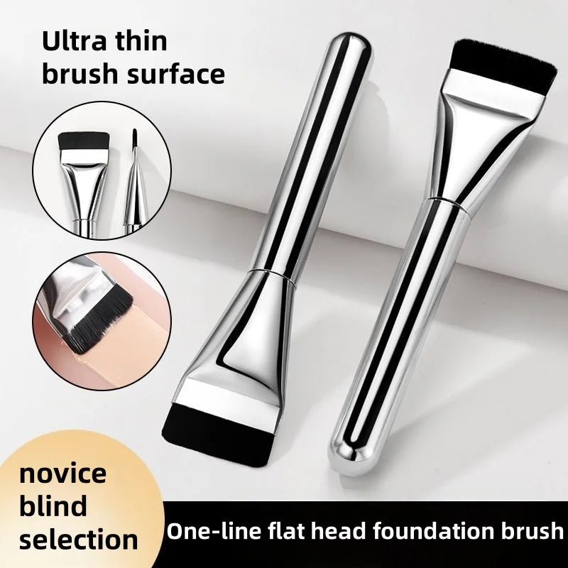 1/2Pc Lightweight Flat Head Brush for Seamless Foundation & Contouring - Precision Palm Tool for All Skin Types