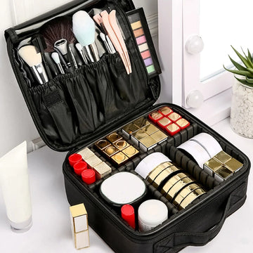 Travel Makeup Case Large Waterproof Manicure Makeup Toolbox Travel Cosmetic Organizer Storage Bag With Adjustable Dividers